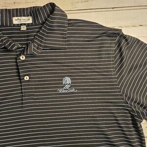 Peter Millar Summer Comfort Polo Size Large Black With Blue Stripes Willow Creek